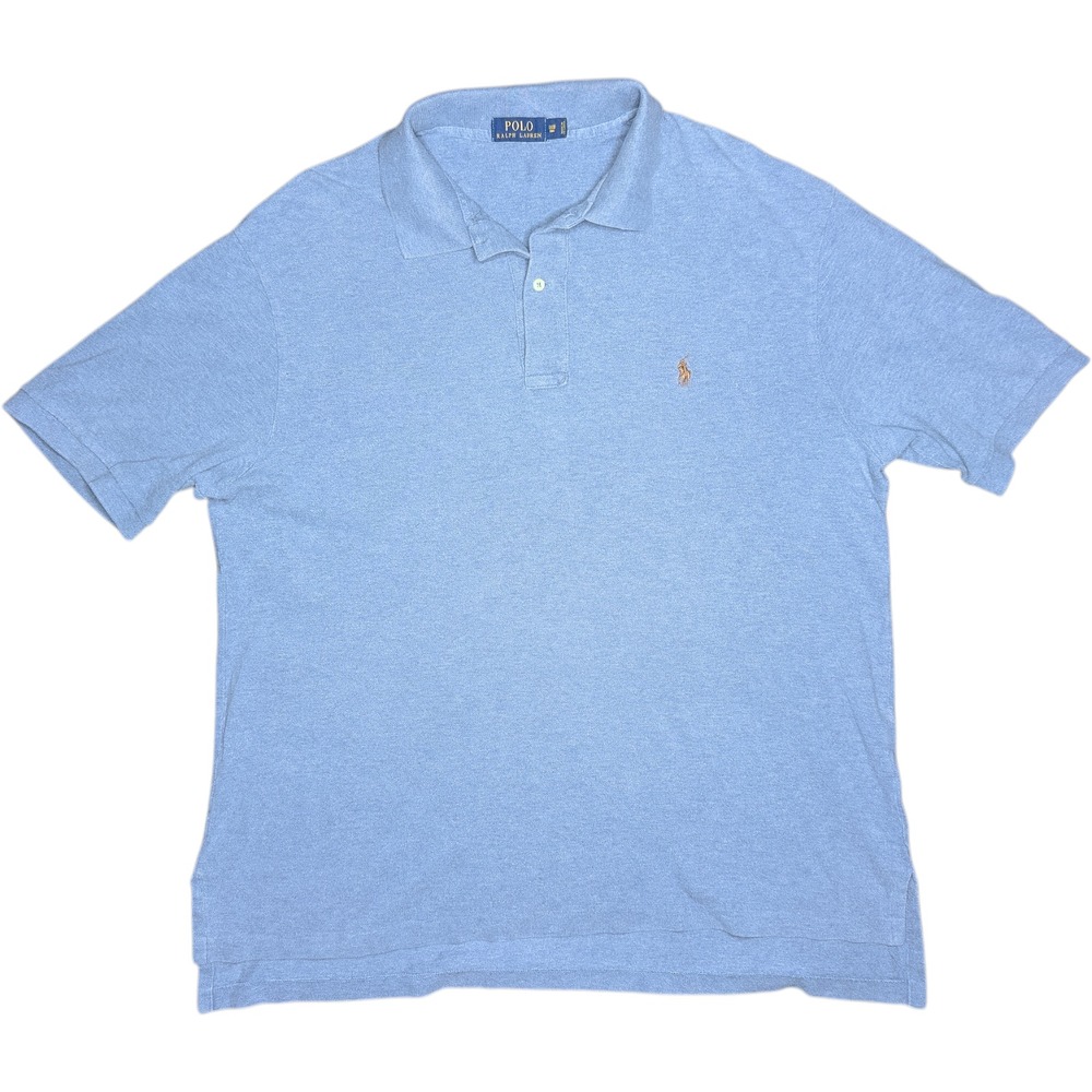 Polo Ralph Lauren Men's 1XB‎ 100% Cotton Blue Short Sleeve Polo Shirt Brown Pony